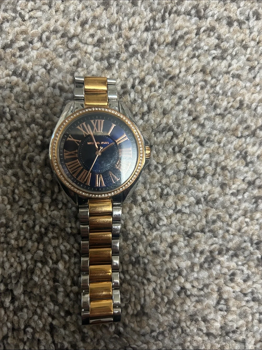 Michael Kors Two-Tone Gold and Silver Bracelet Watch with Navy Dial